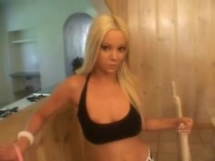 Hot blonde pornstar Carmen Luvana shows her sweet crib solo