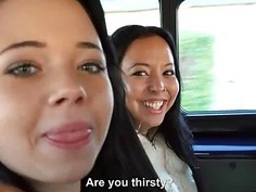Threes kinky teens pussy screwed and facialized in public