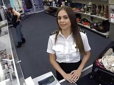 Hot curvy latina stewardess pawns her pussy at the pawnshop